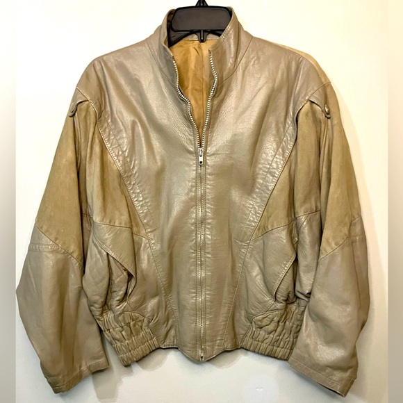 Verra Pelle Genu Leather Jacket Women’s 40 Brown Two Tone Full Zip 80’s Vintage - Picture 1 of 10